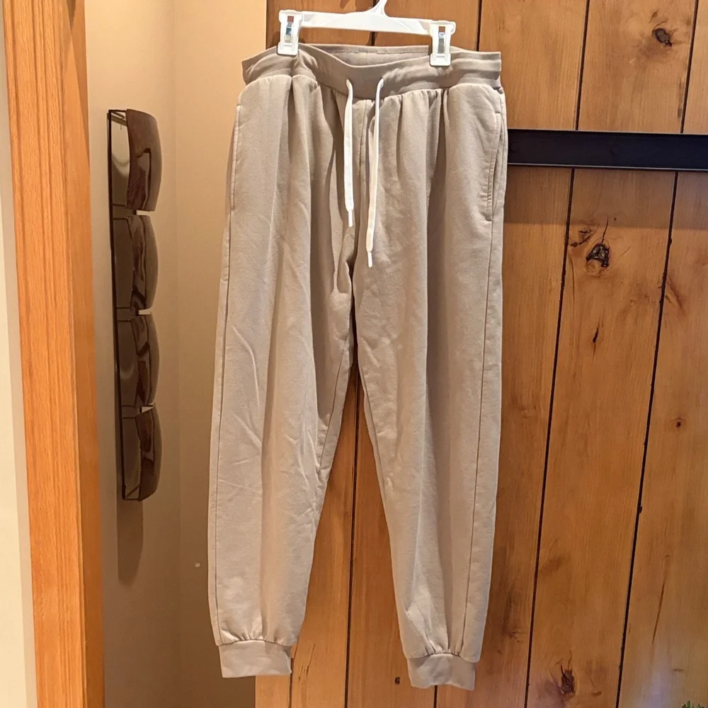 Essentials Light Tan Joggers with Drawstring - Picture 1 of 5